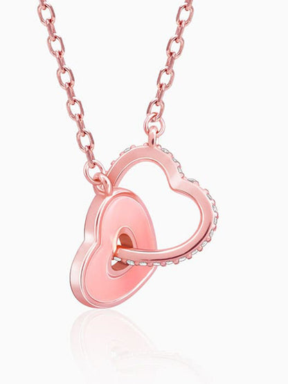 Rose Gold Interlocked Hearts Necklace