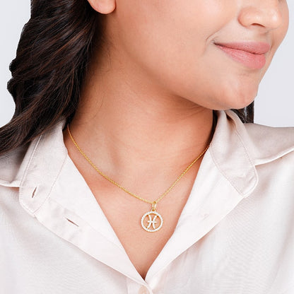 Golden Pisces Pendant With Link Chain