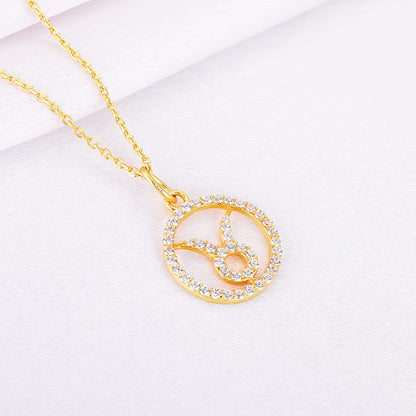 Golden Taurus Pendant With Link Chain