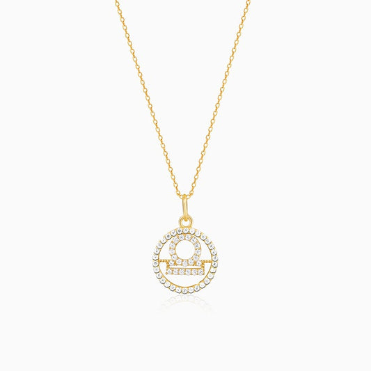 Golden Libra Pendant With Link Chain