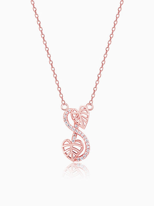 Rose Gold Intertwined Leaves Necklace