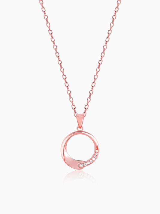 Rose Gold Circle of Love Pendant with Link Chain