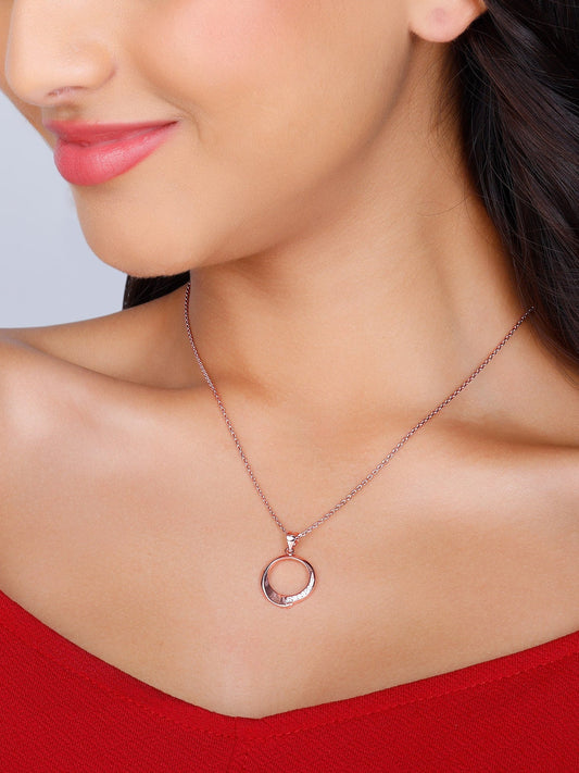 Rose Gold Circle of Love Pendant with Link Chain