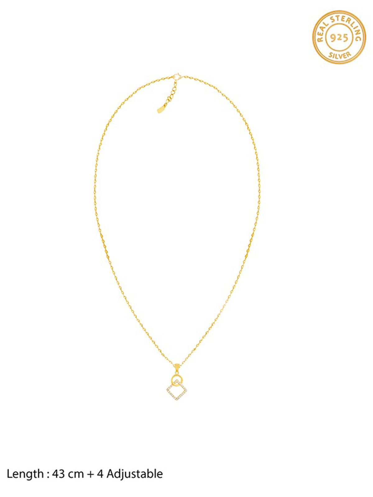 Golden Cubic Circle Pendant with Link Chain