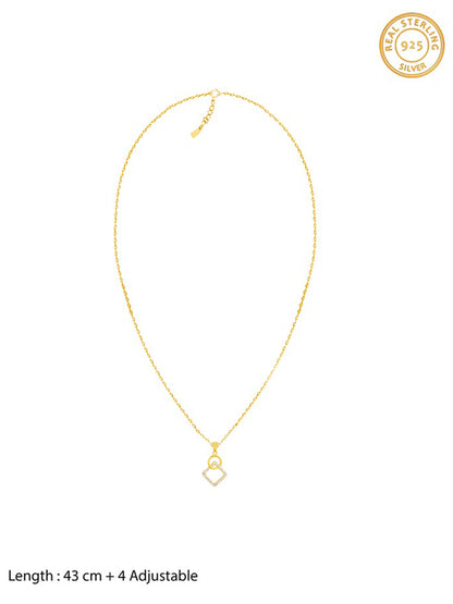 Golden Cubic Circle Pendant with Link Chain