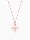 Rose Gold Double Rosette Pendant with Link Chain