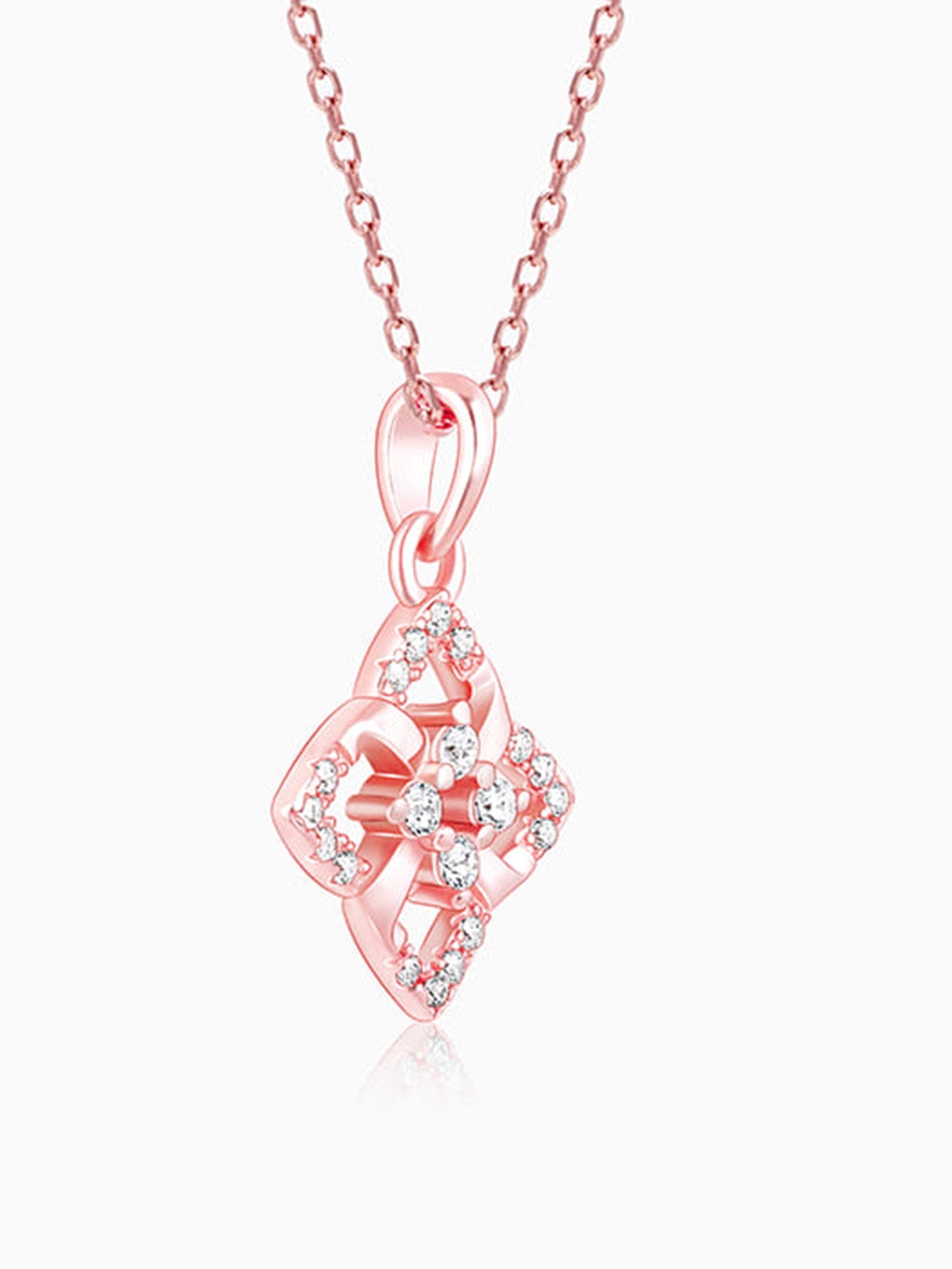 Rose Gold Double Rosette Pendant with Link Chain