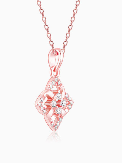 Rose Gold Double Rosette Pendant with Link Chain