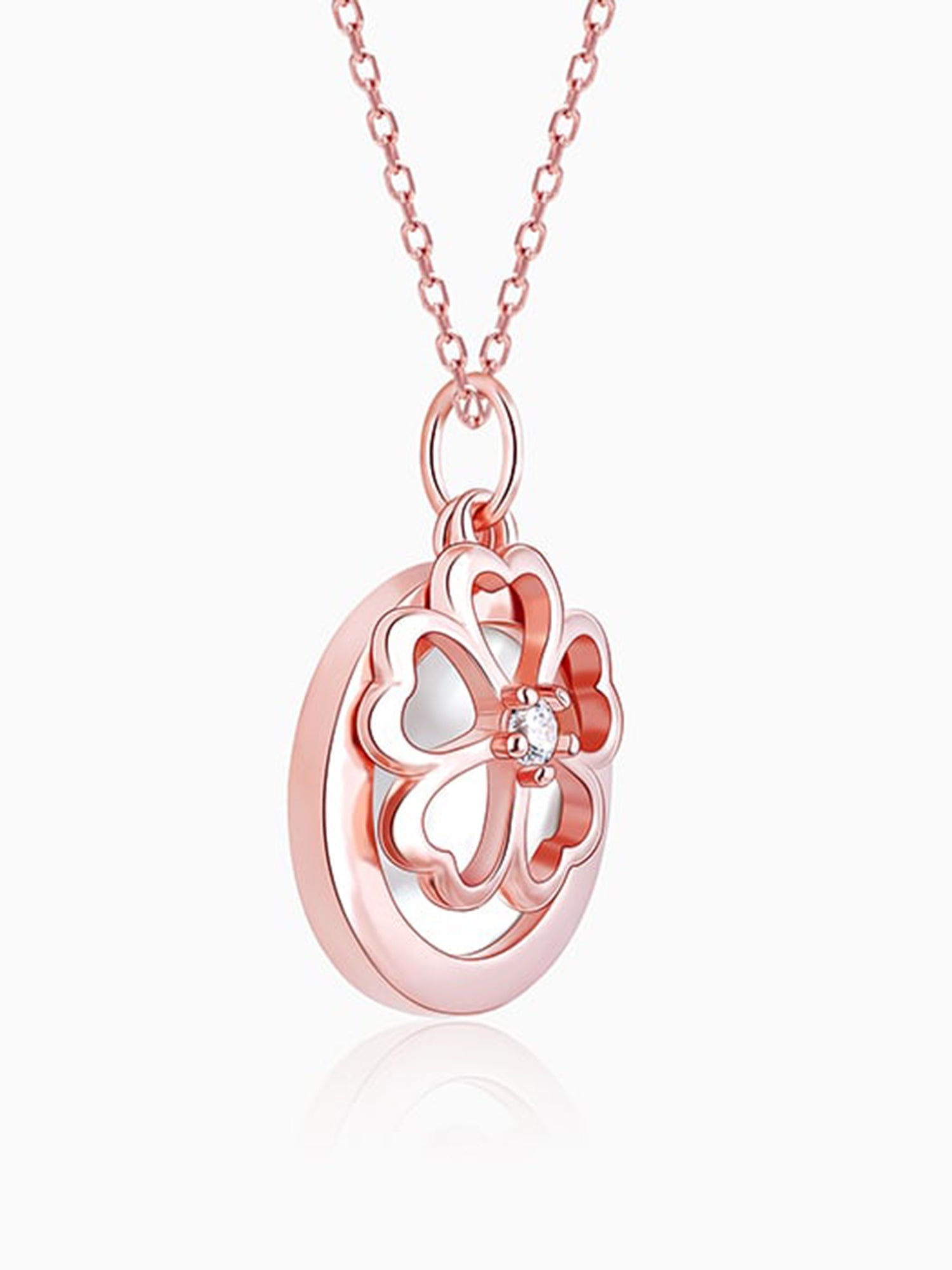 Rose Gold Pea Flower Pendant with Link Chain