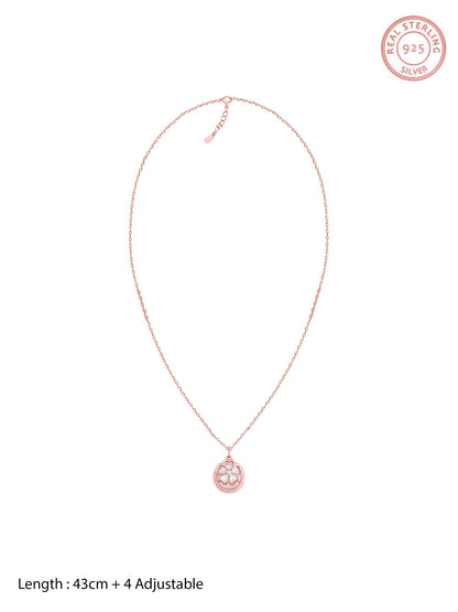 Rose Gold Pea Flower Pendant with Link Chain