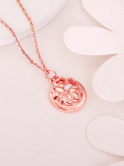 Rose Gold Pea Flower Pendant with Link Chain