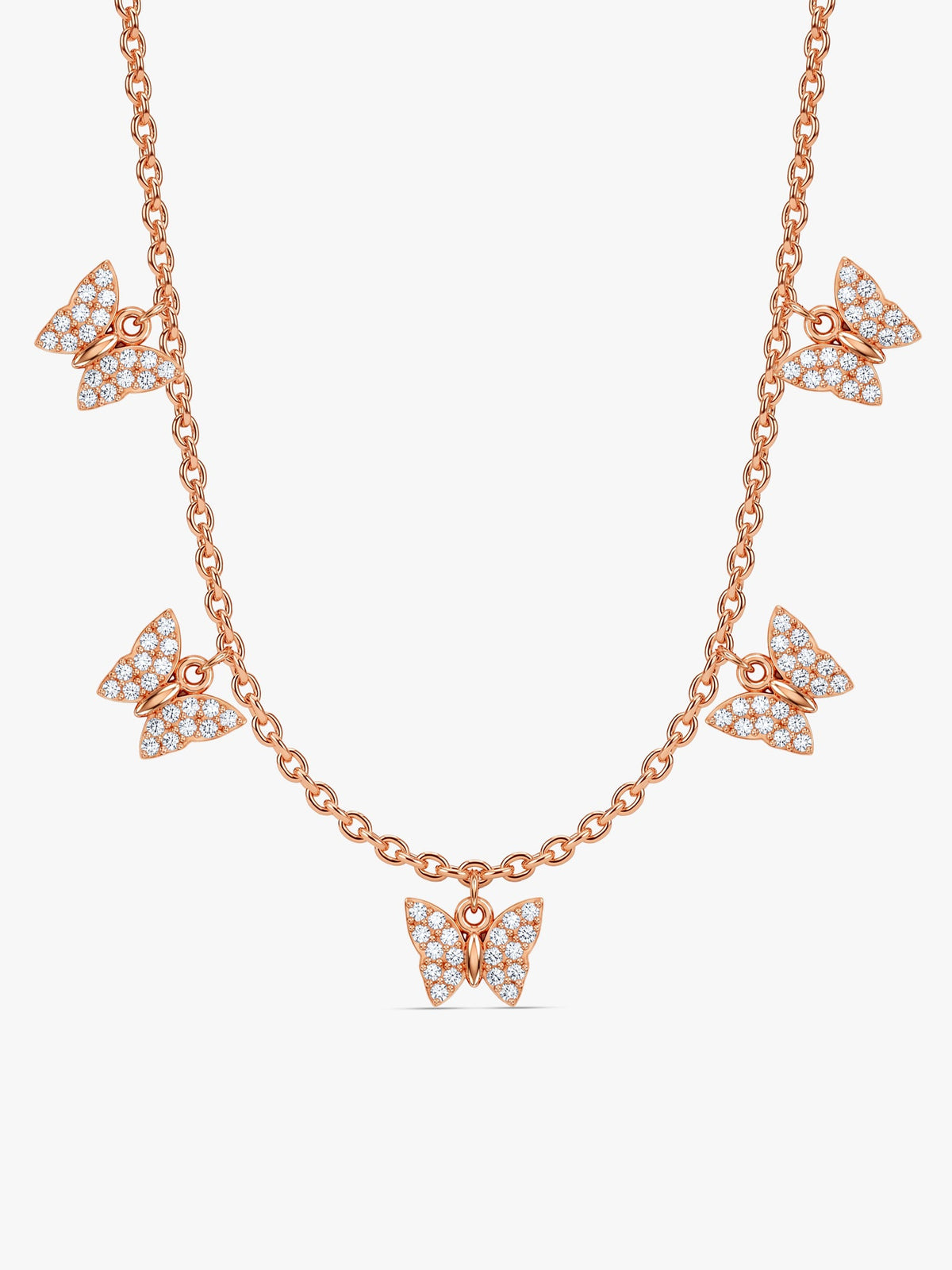 Rose Gold Wavering Wings Butterfly Necklace