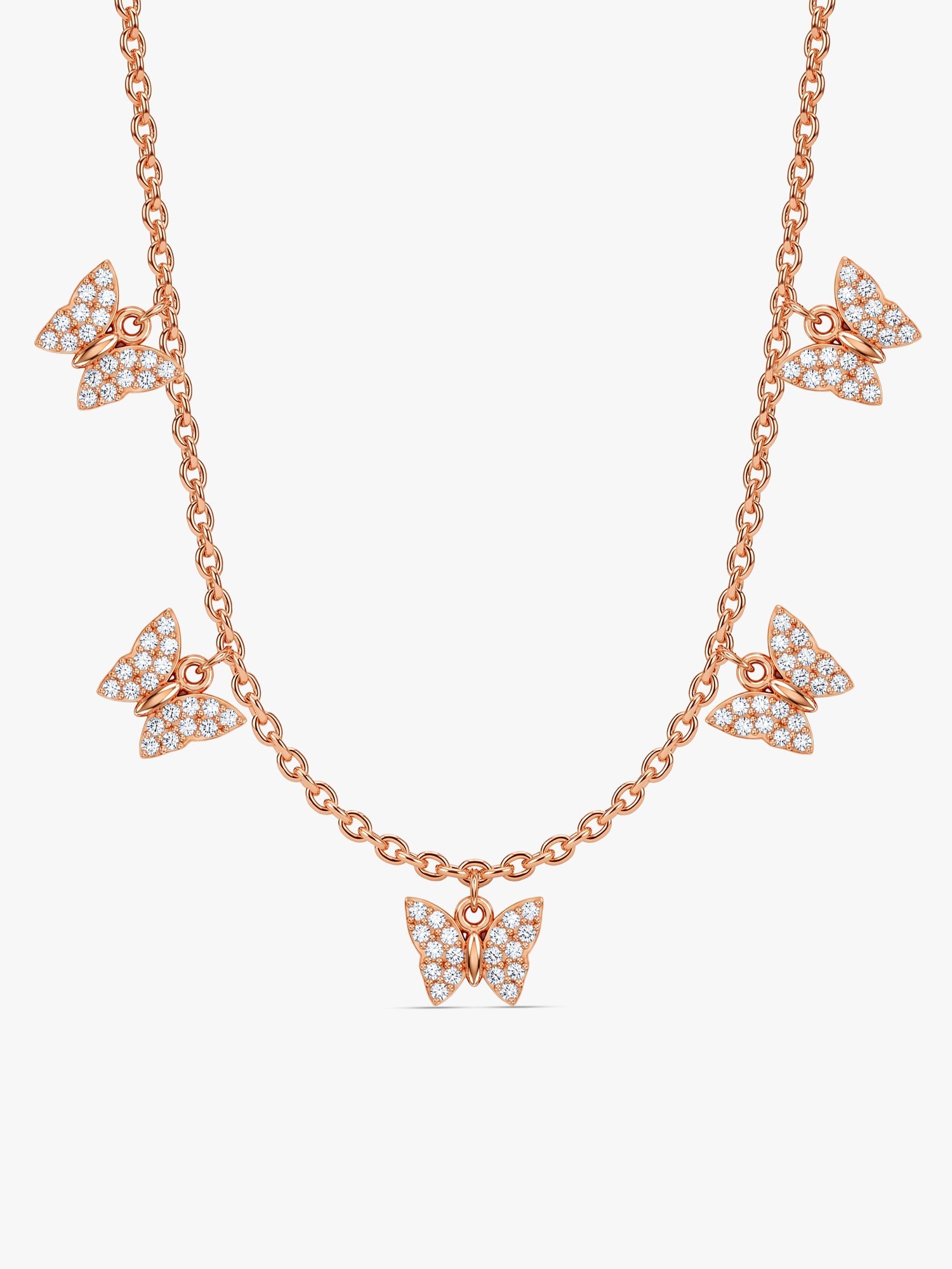 Rose Gold Wavering Wings Butterfly Necklace