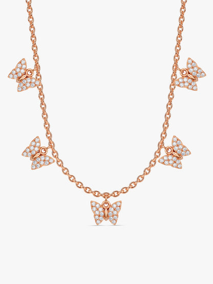 Rose Gold Wavering Wings Butterfly Necklace