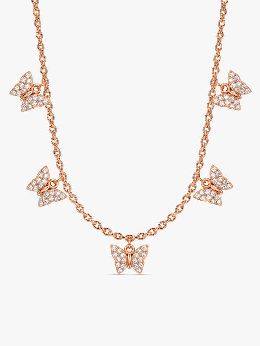 Rose Gold Wavering Wings Butterfly Necklace