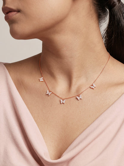 Rose Gold Wavering Wings Butterfly Necklace