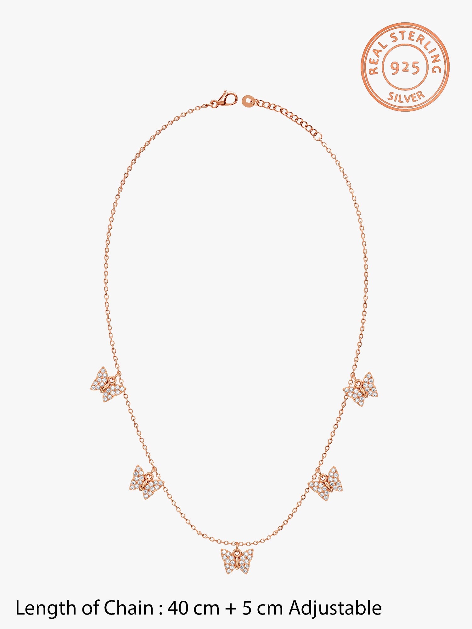 Rose Gold Wavering Wings Butterfly Necklace