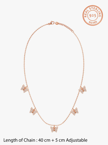 Rose Gold Wavering Wings Butterfly Necklace