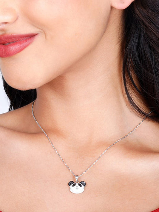 Silver Panda Power Pendant with Link Chain
