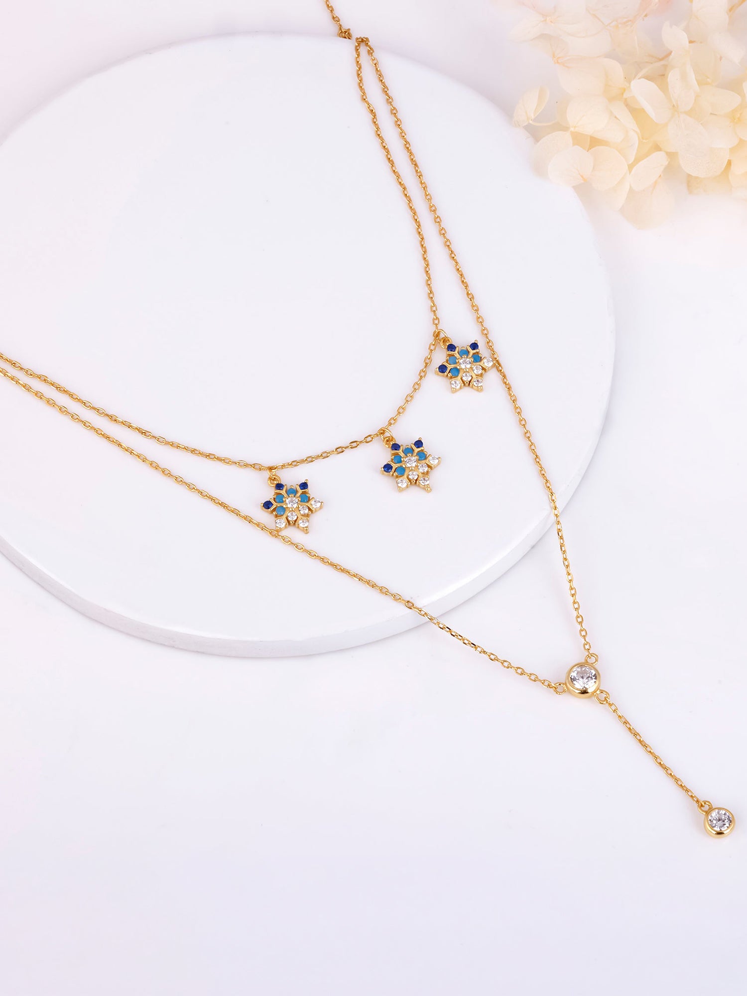 Golden Star Studded Layered Necklace