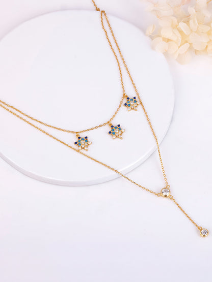 Golden Star Studded Layered Necklace