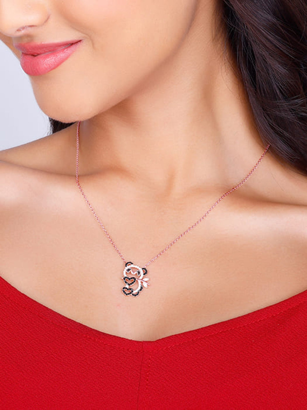 Rose Gold Panda Heart Me Necklace