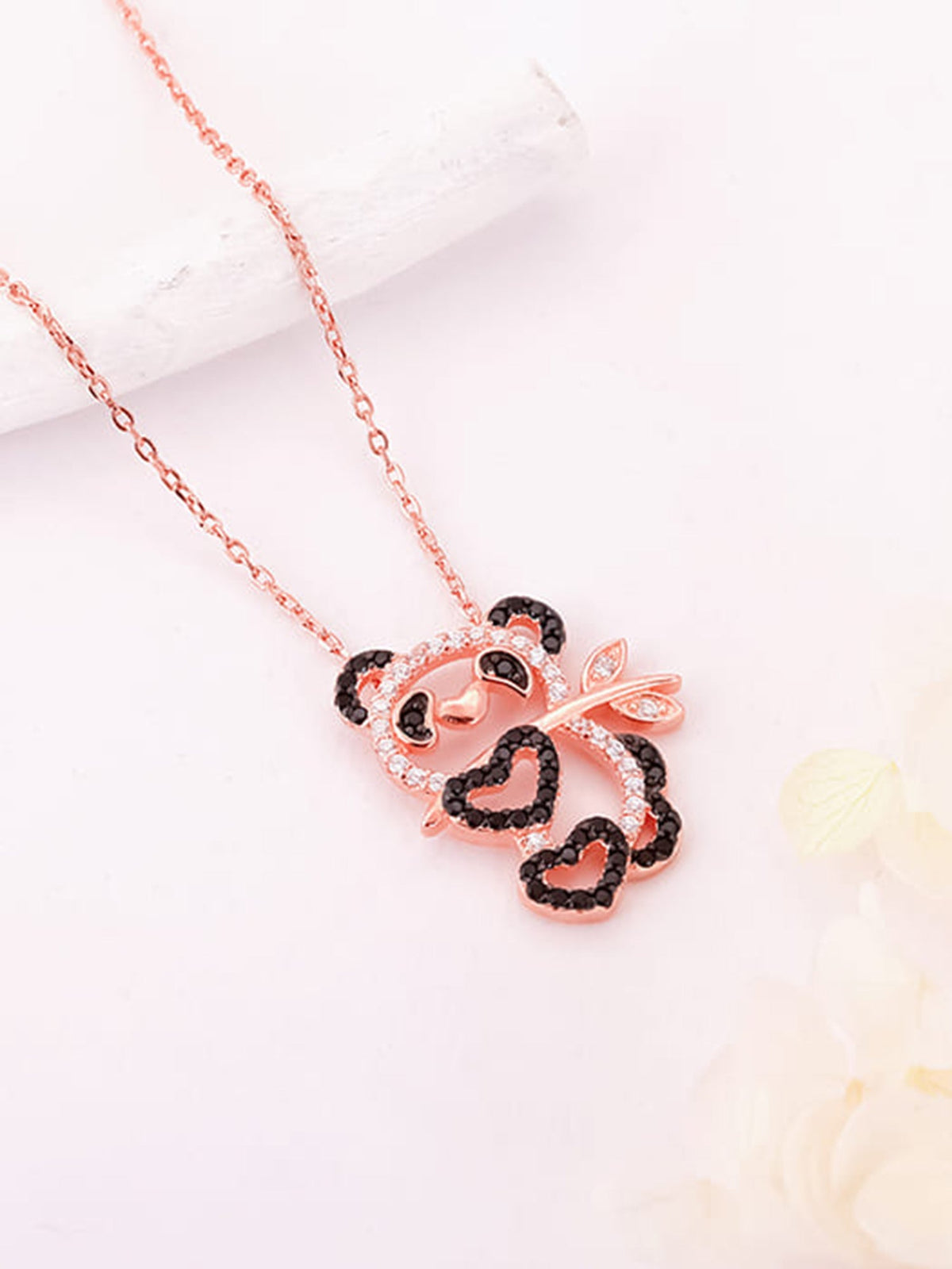 Rose Gold Panda Heart Me Necklace