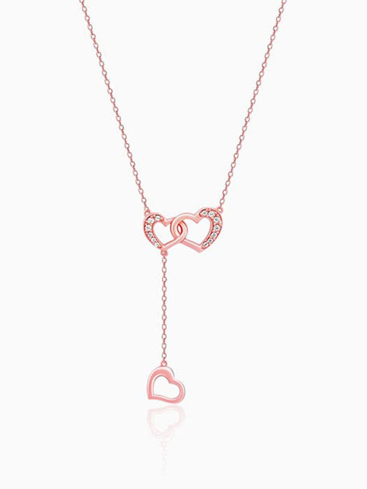 Rose Gold Hearts Dripping with Love Necklace
