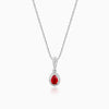 Silver Radiant Ruby Pendant With Link Chain