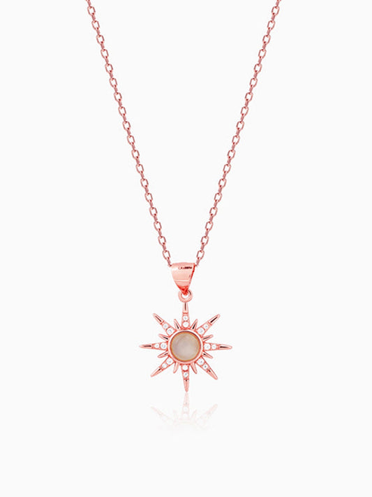 Rose Gold Solar Flare Pendant with Link Chain