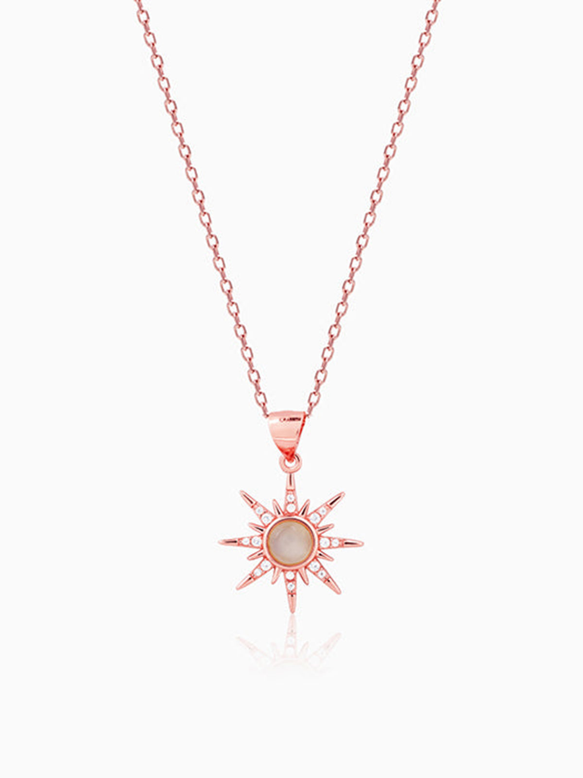 Rose Gold Solar Flare Pendant with Link Chain