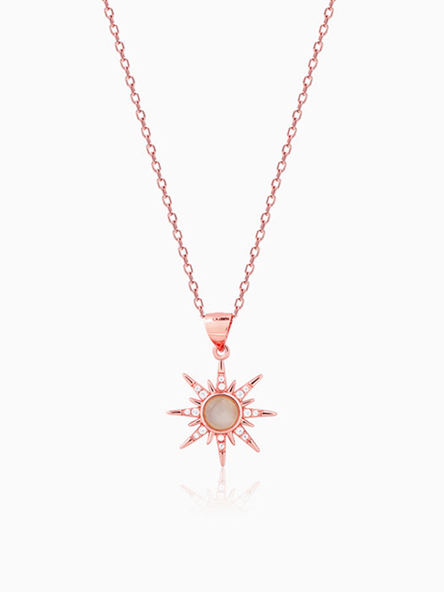 Rose Gold Solar Flare Pendant with Link Chain