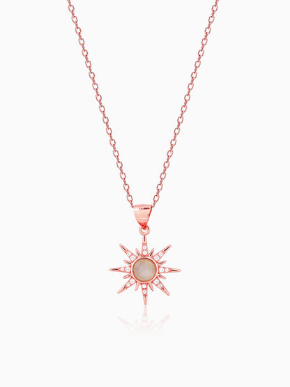 Rose Gold Solar Flare Pendant with Link Chain
