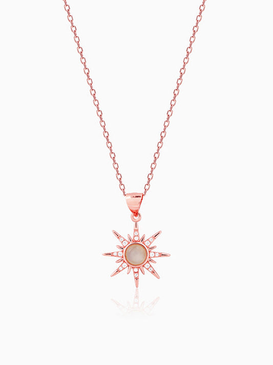 Rose Gold Solar Flare Pendant with Link Chain
