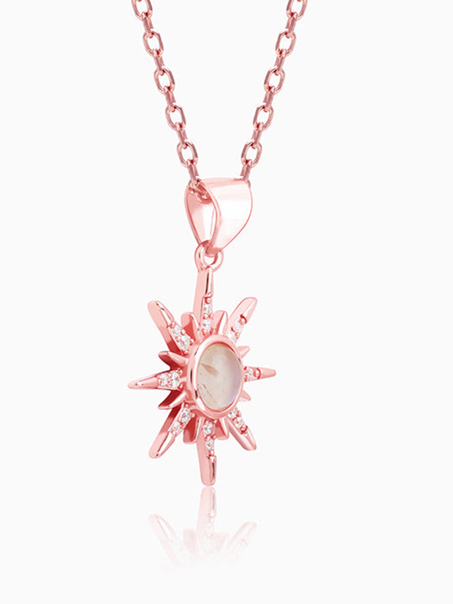 Rose Gold Solar Flare Pendant with Link Chain