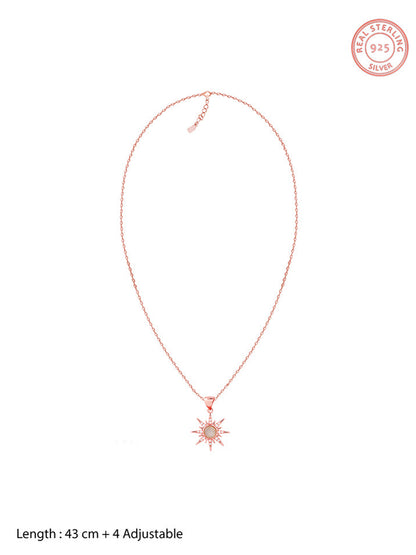 Rose Gold Solar Flare Pendant with Link Chain