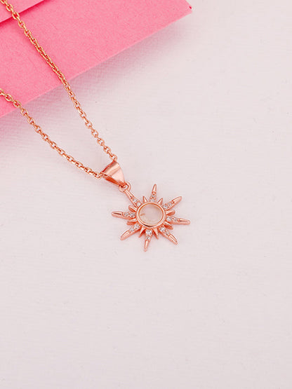 Rose Gold Solar Flare Pendant with Link Chain