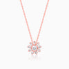 Rose Gold Baguette Flower Pendant with Link Chain