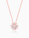 Rose Gold Baguette Flower Pendant with Link Chain