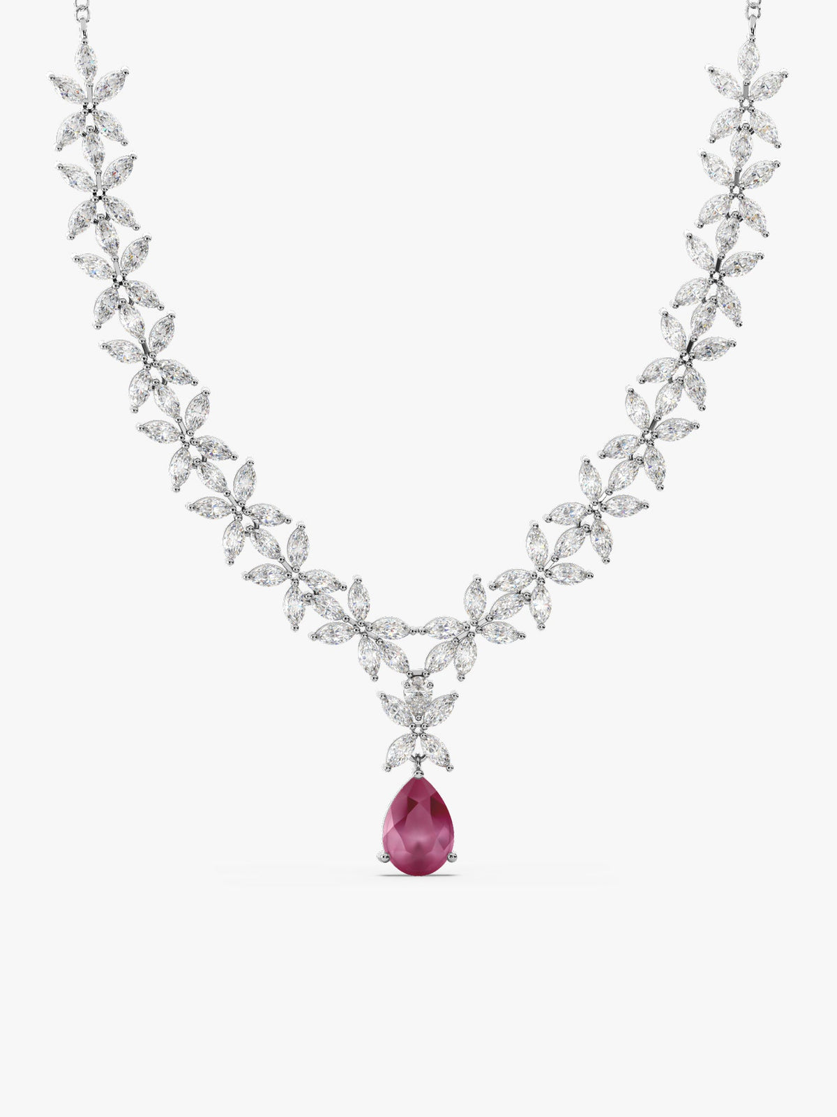 Silver Zircon Studded Magical Drop Necklace