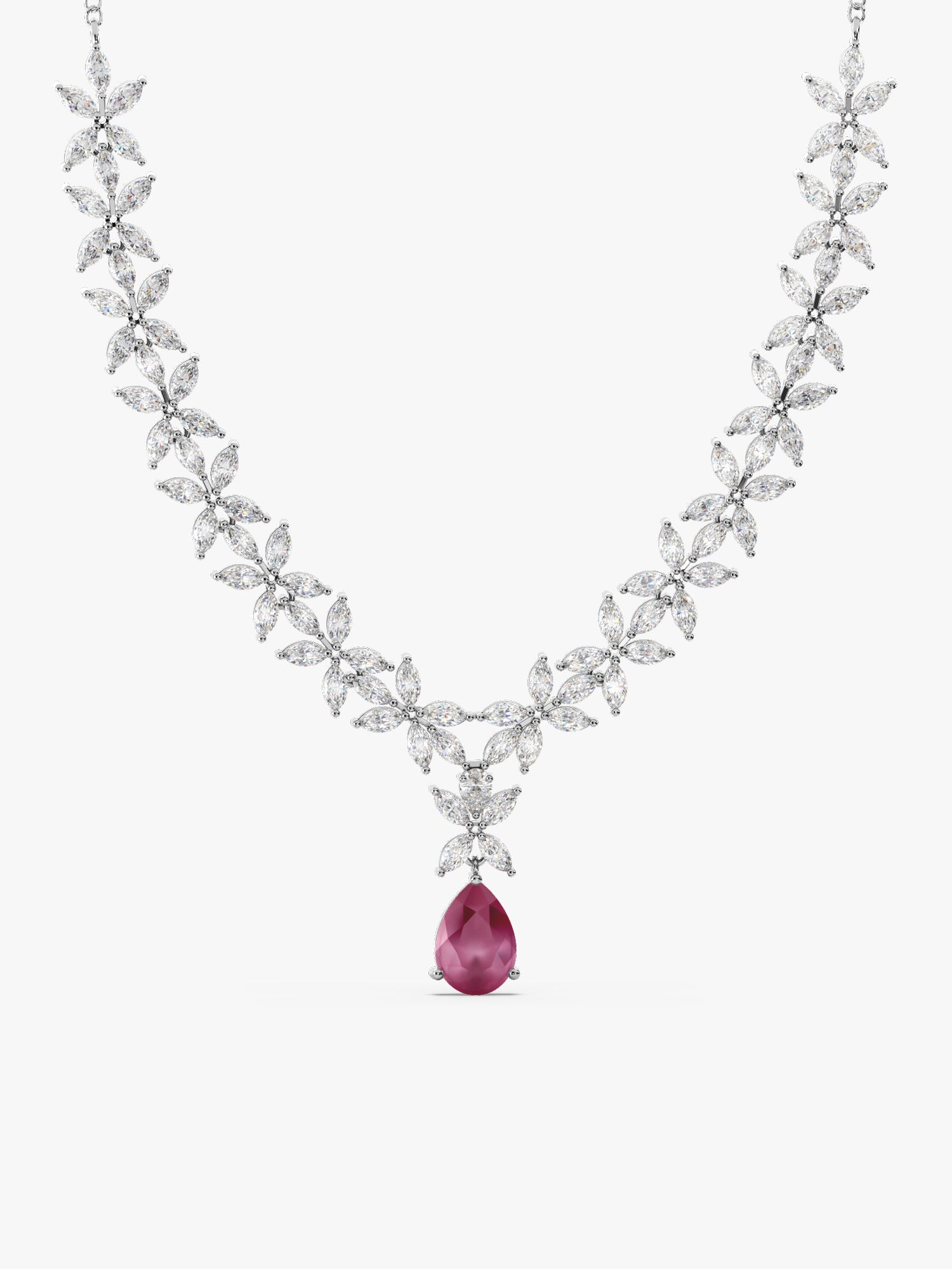 Silver Zircon Studded Magical Drop Necklace