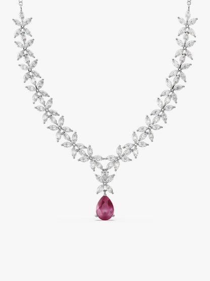 Silver Zircon Studded Magical Drop Necklace