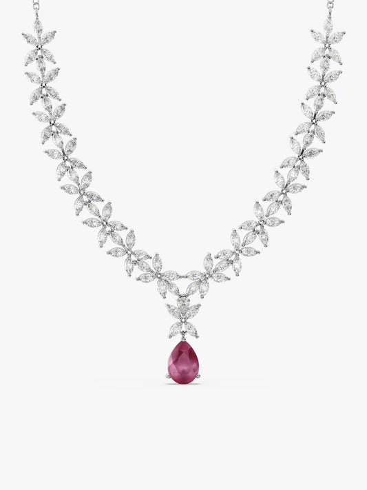 Silver Zircon Studded Magical Drop Necklace