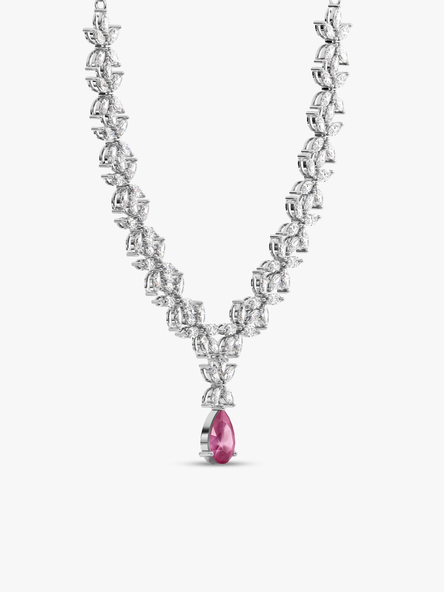 Silver Zircon Studded Magical Drop Necklace