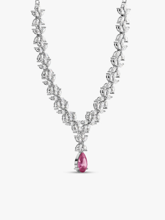Silver Zircon Studded Magical Drop Necklace