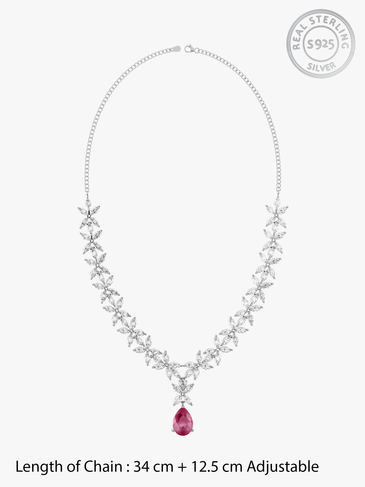 Silver Zircon Studded Magical Drop Necklace