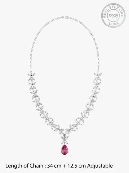 Silver Zircon Studded Magical Drop Necklace