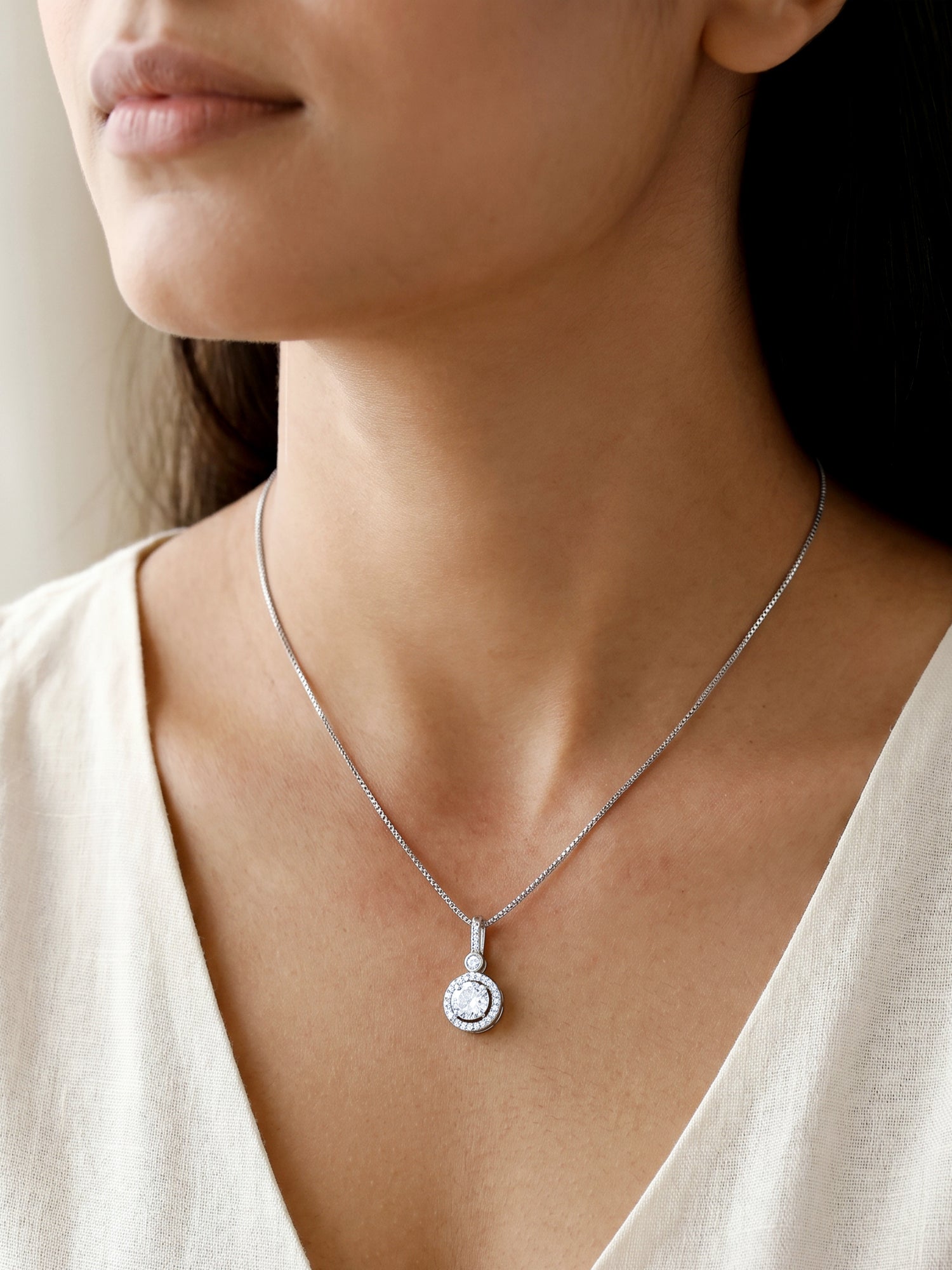 Silver Drizzle Drop Pendant with Box Chain
