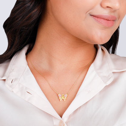 Golden Flutter With Joy Butterfly Necklace