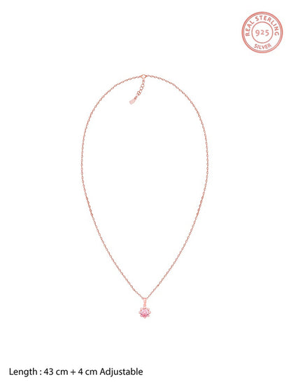 Rose Gold May You Always Bloom Pendant With Link Chain
